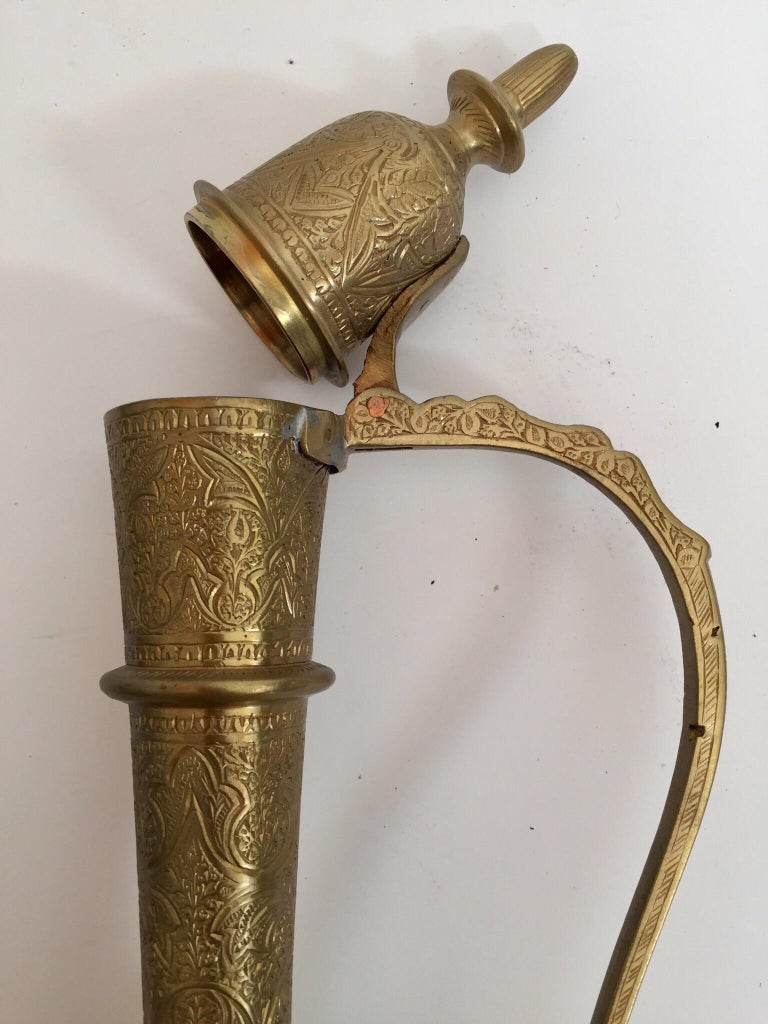 Middle Eastern Egyptian Arabic Polished Brass Coffee Set, Tray and