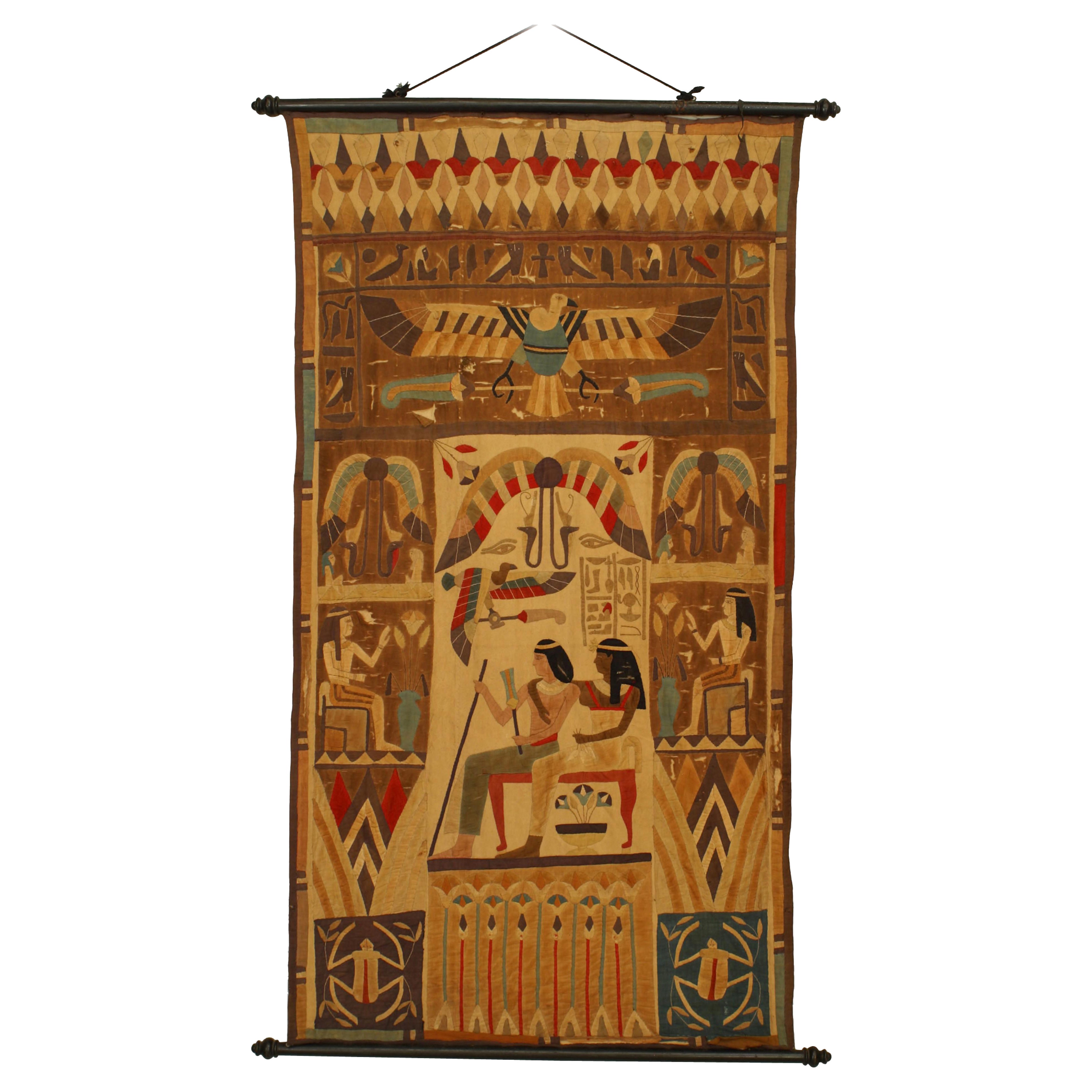 Middle Eastern Egyptian Embroidered Wall Hanging im Angebot