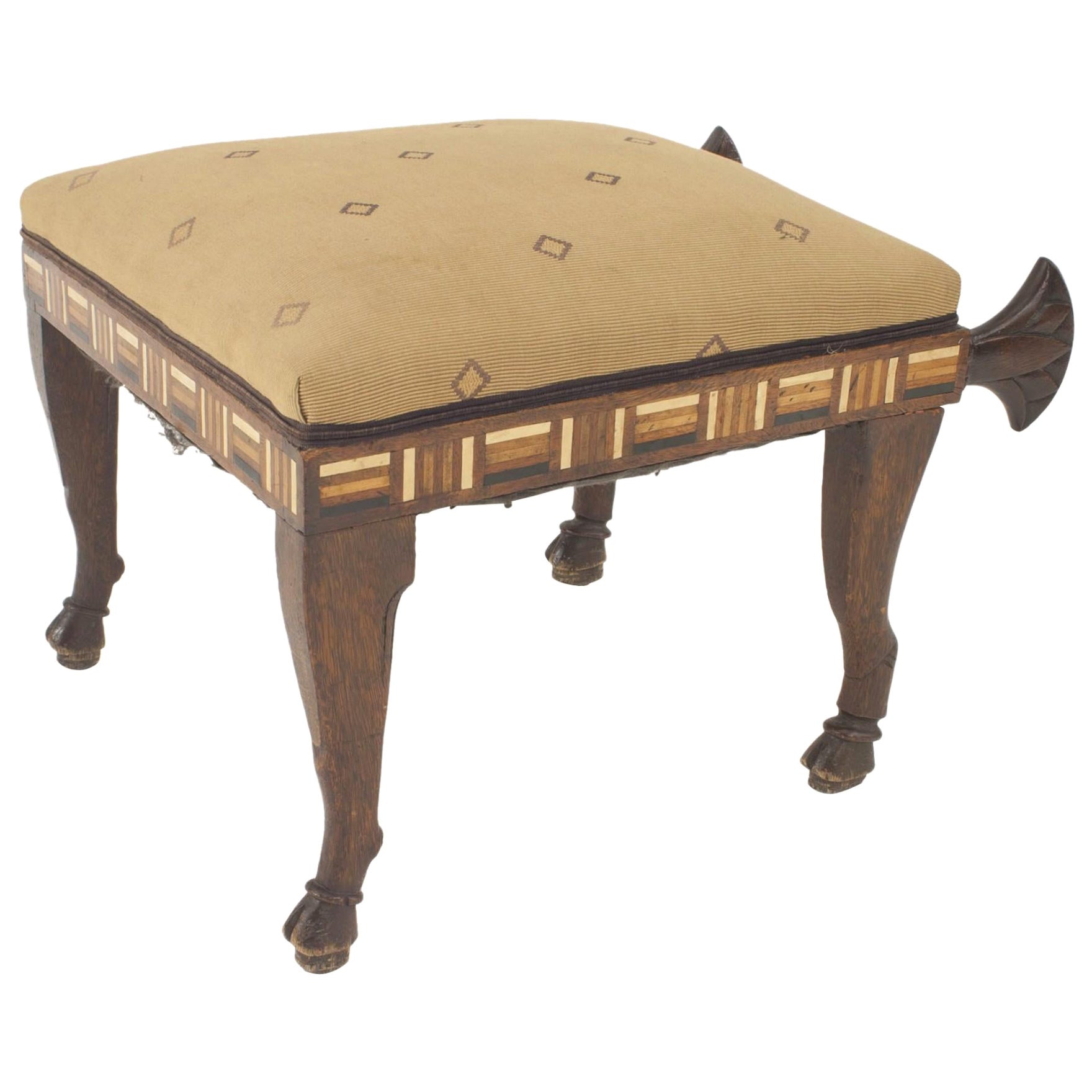 Banc en ébène macassar égyptien du Moyen-Orient