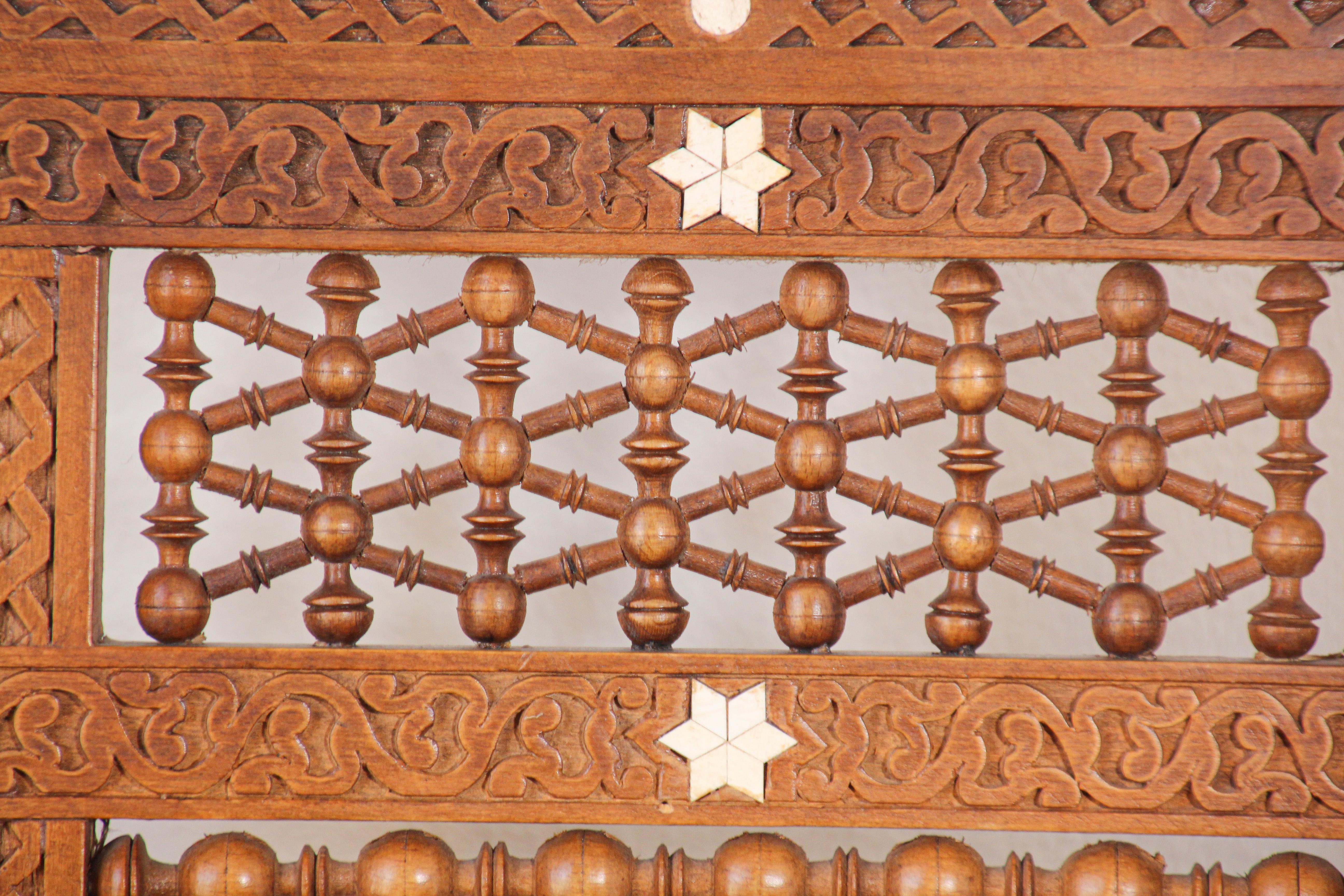 Hardwood Middle Eastern Egyptian Moorish Royal Throne Armchairs
