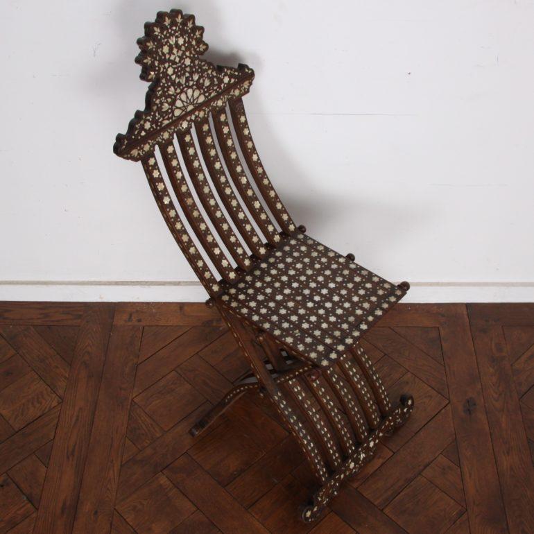 African Middle Eastern Folding Chair with Inlay