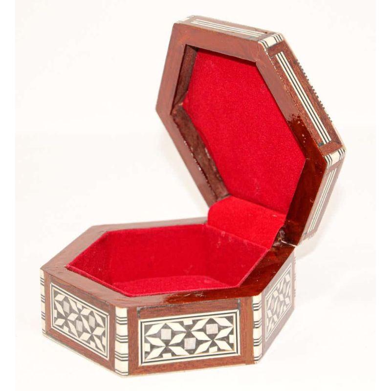 Middle Eastern Handcrafted Hexagonal Box Inlaid 3