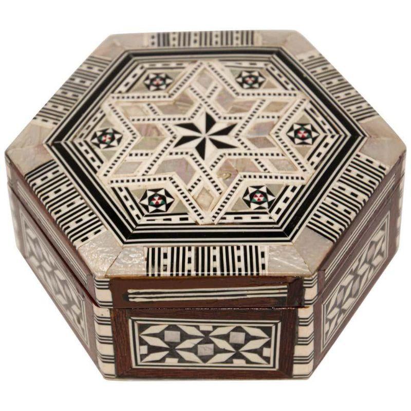 Middle Eastern Handcrafted Hexagonal Box Inlaid 5