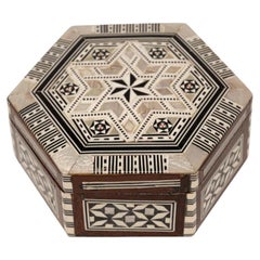 Middle Eastern Handcrafted Hexagonal Box Inlaid