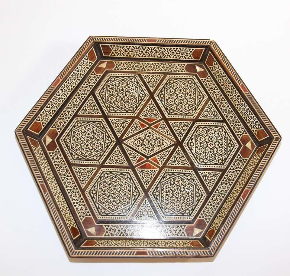 Middle Eastern Inlaid Octagonal Serving Tray 2