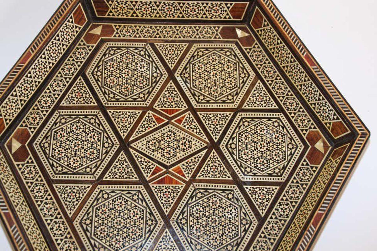 Middle Eastern Inlaid Octagonal Serving Tray 3