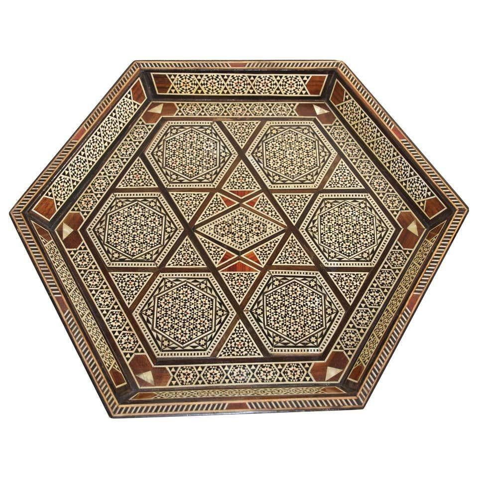 Middle Eastern Inlaid Octagonal Serving Tray 4