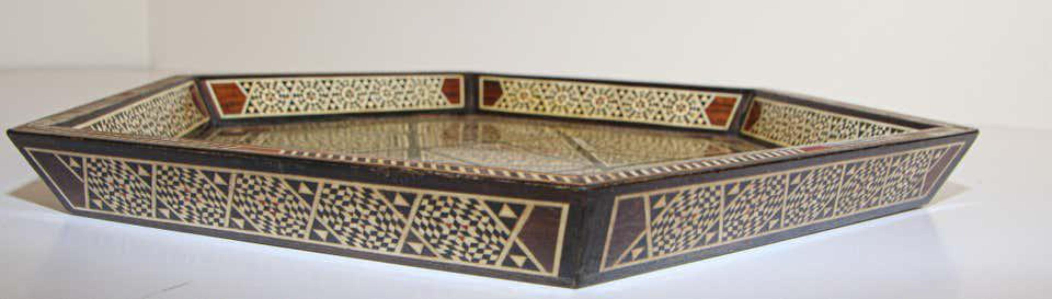 Moorish Middle Eastern Inlaid Octagonal Serving Tray