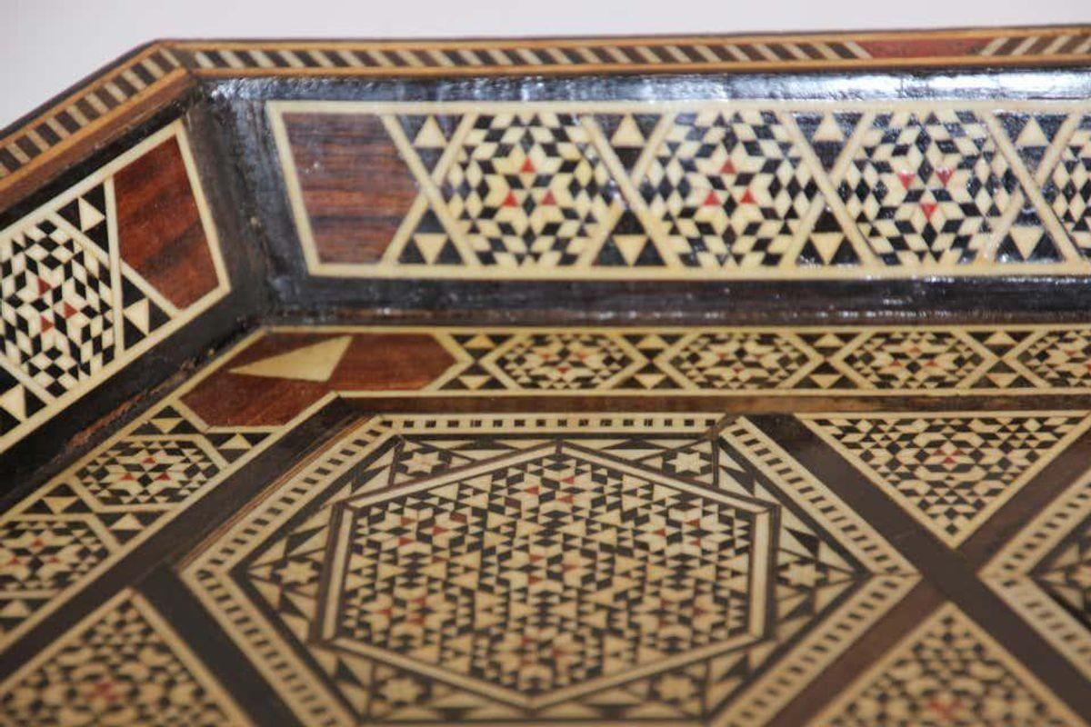 Middle Eastern Inlaid Octagonal Serving Tray In Good Condition In North Hollywood, CA