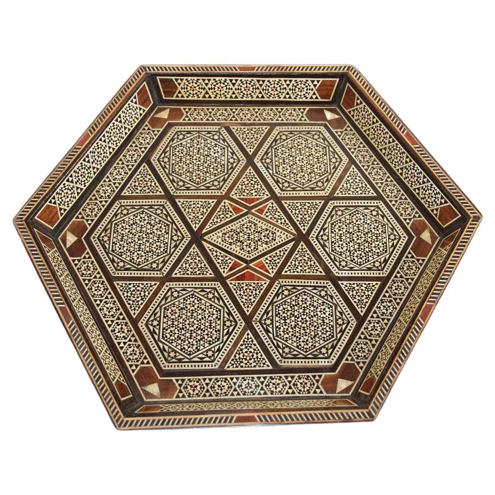 Middle Eastern Inlaid Octagonal Serving Tray
