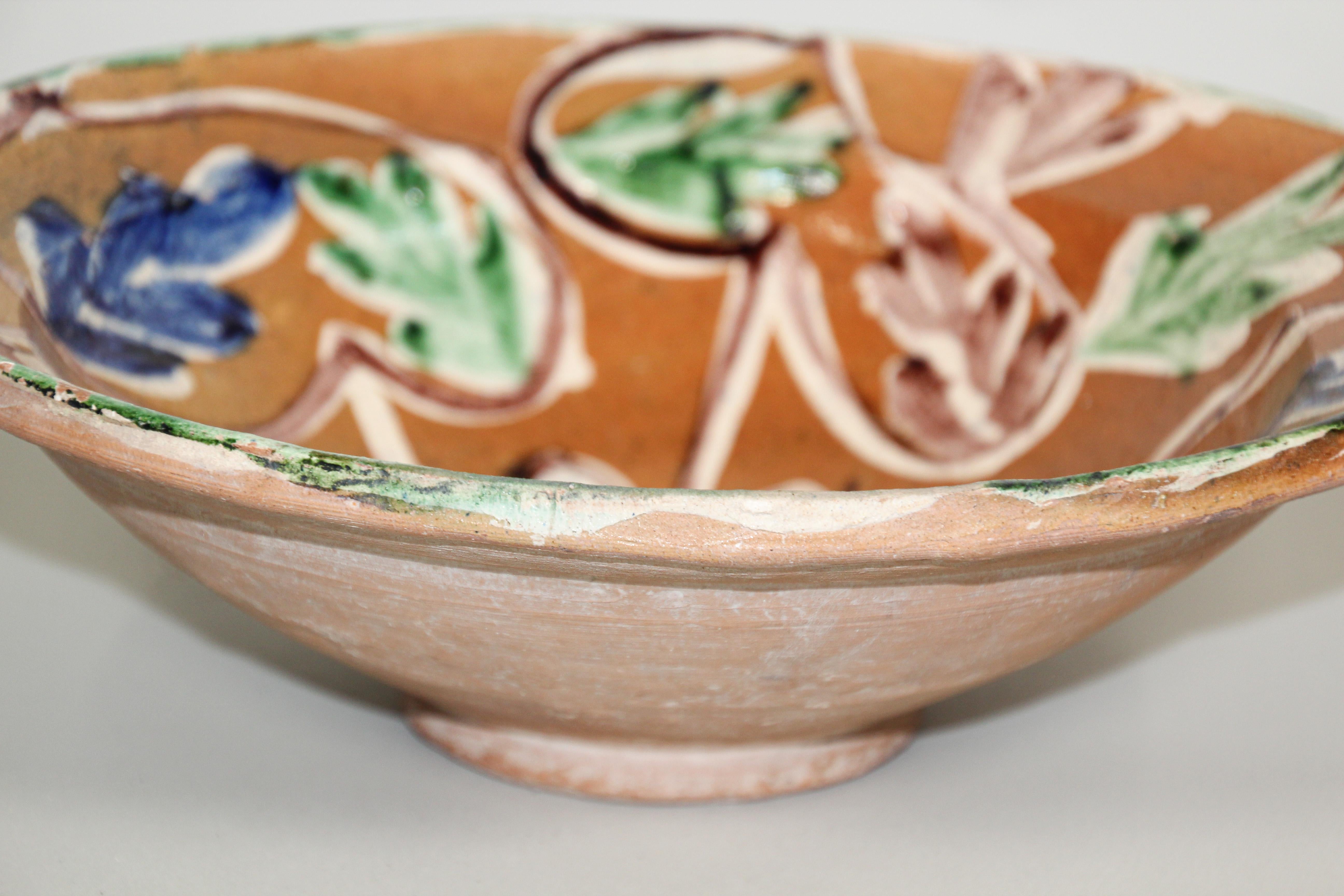 Hand-Painted Moorish Spanish Pottery Glazed Talavera Bowl
