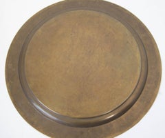 Moorish Middle Eastern Islamic Round Brass Tray Platter 26.5 in. Diameter