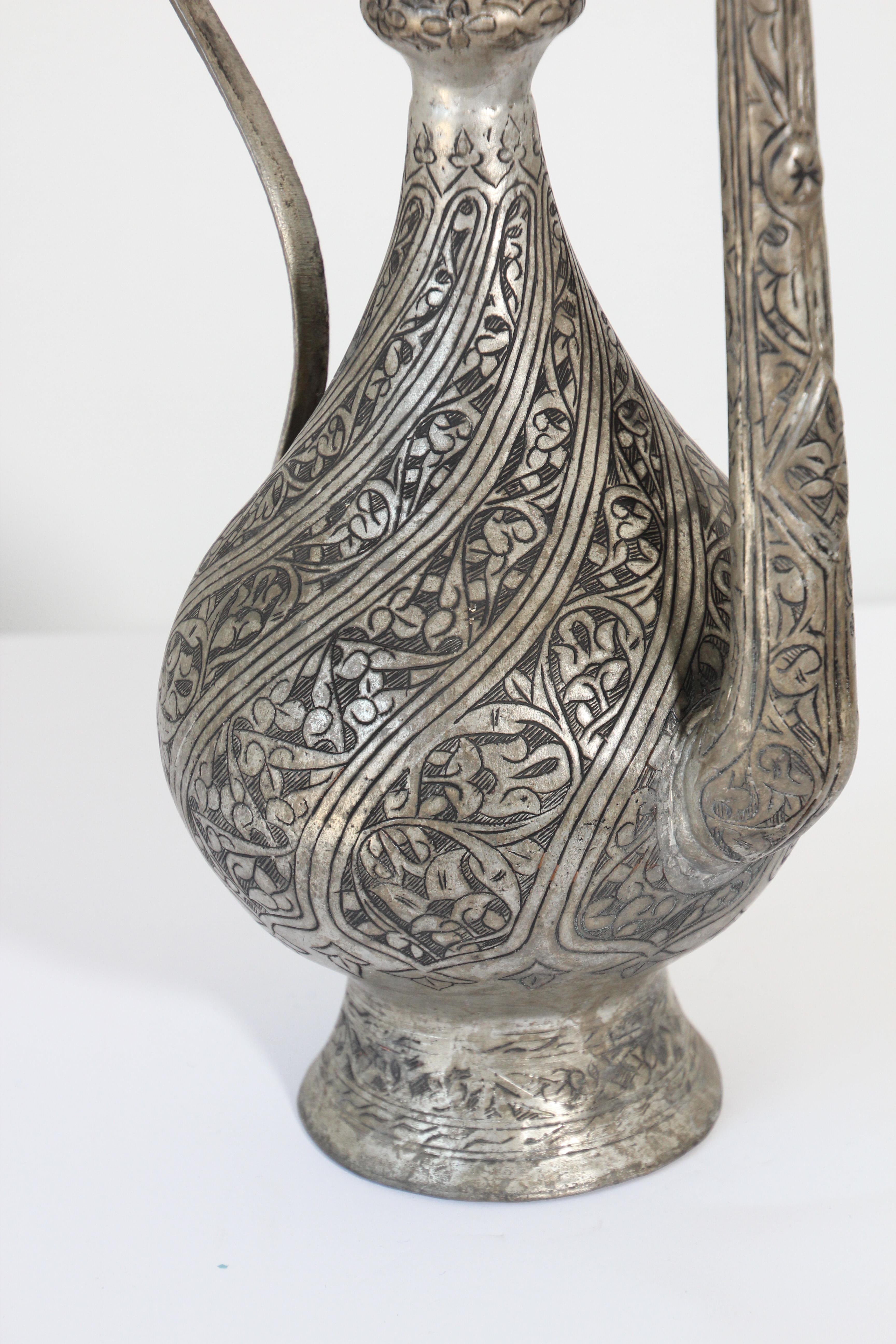 Middle Eastern Islamic Turkish Ottoman Tinned Copper Ewer For Sale 5