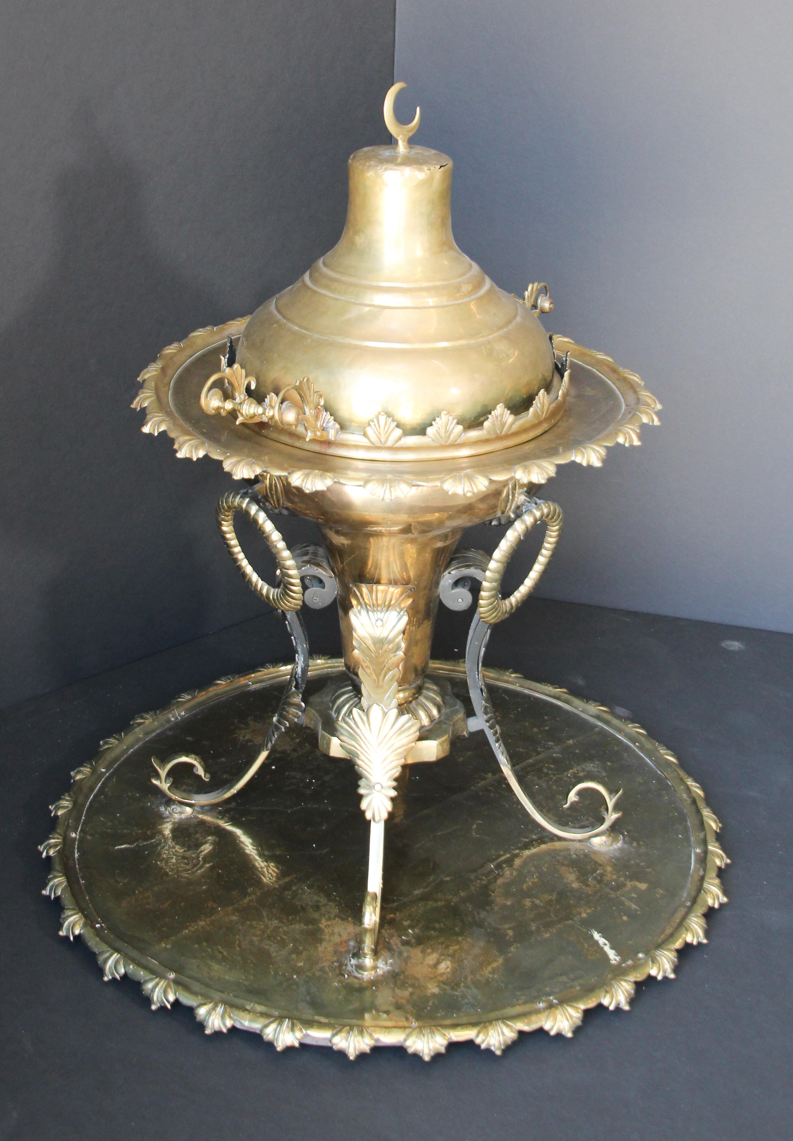 Middle Eastern Large Arabian Polished Brass Incense Burner For Sale 6