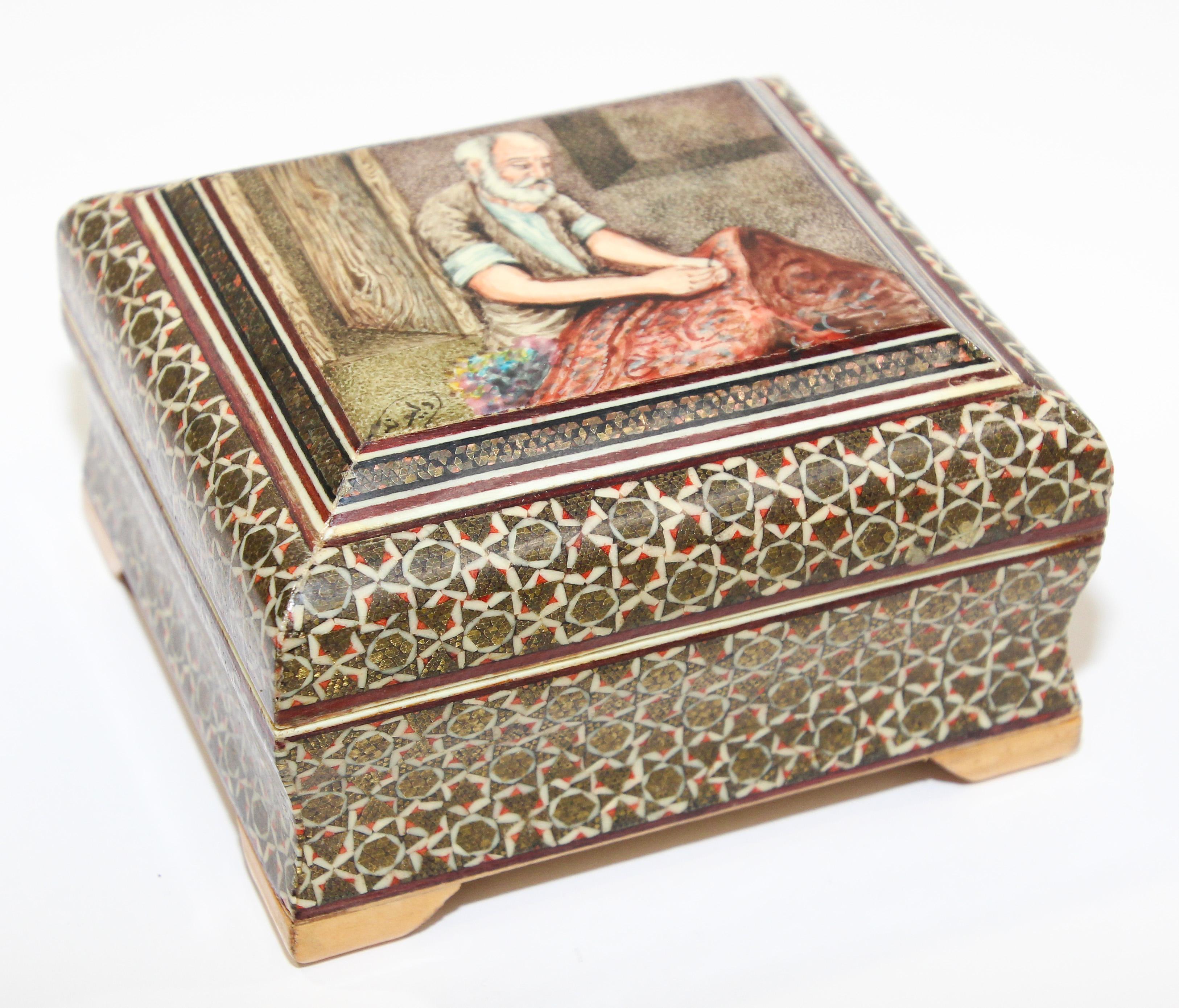 Middle Eastern Micro Mosaic Handcrafted Box For Sale 8