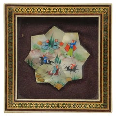 Vintage Framed Middle Eastern Miniature Painting on Shell