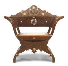 Middle Eastern Moorish Walnut Savonarola Armchair