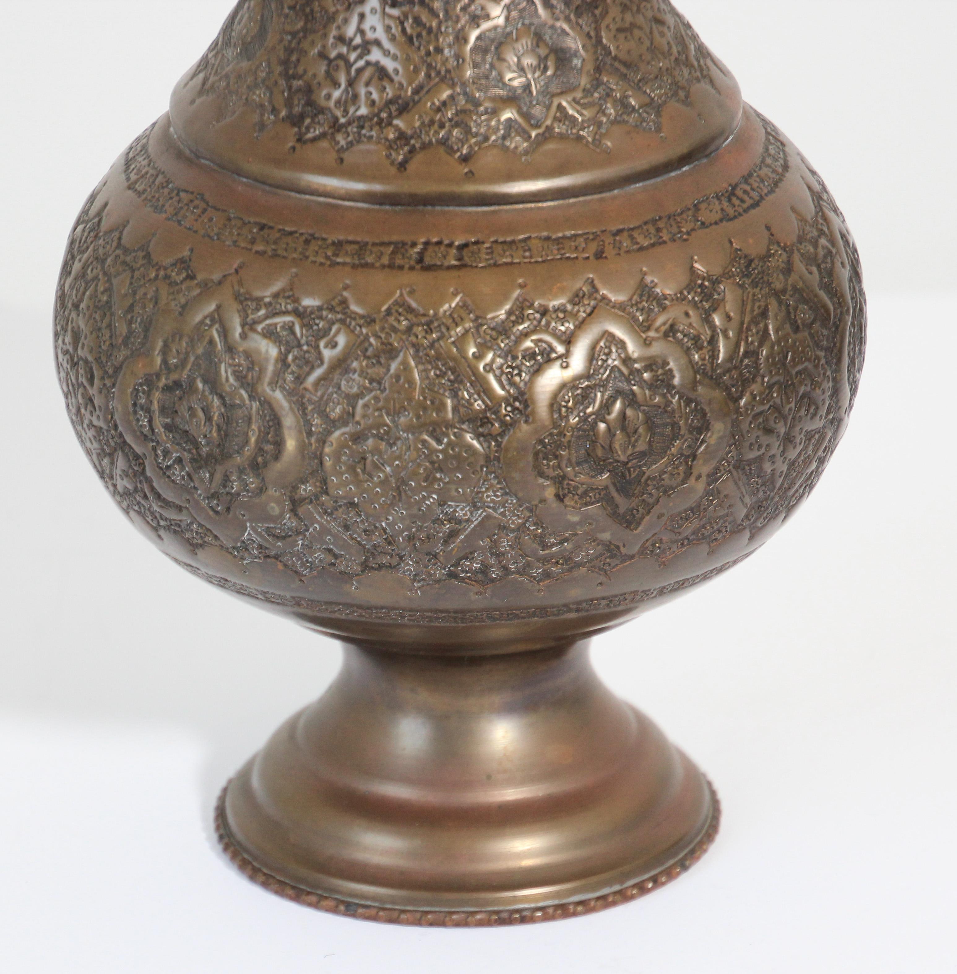 Asian Middle Eastern Moorish Copper Footed Vase For Sale