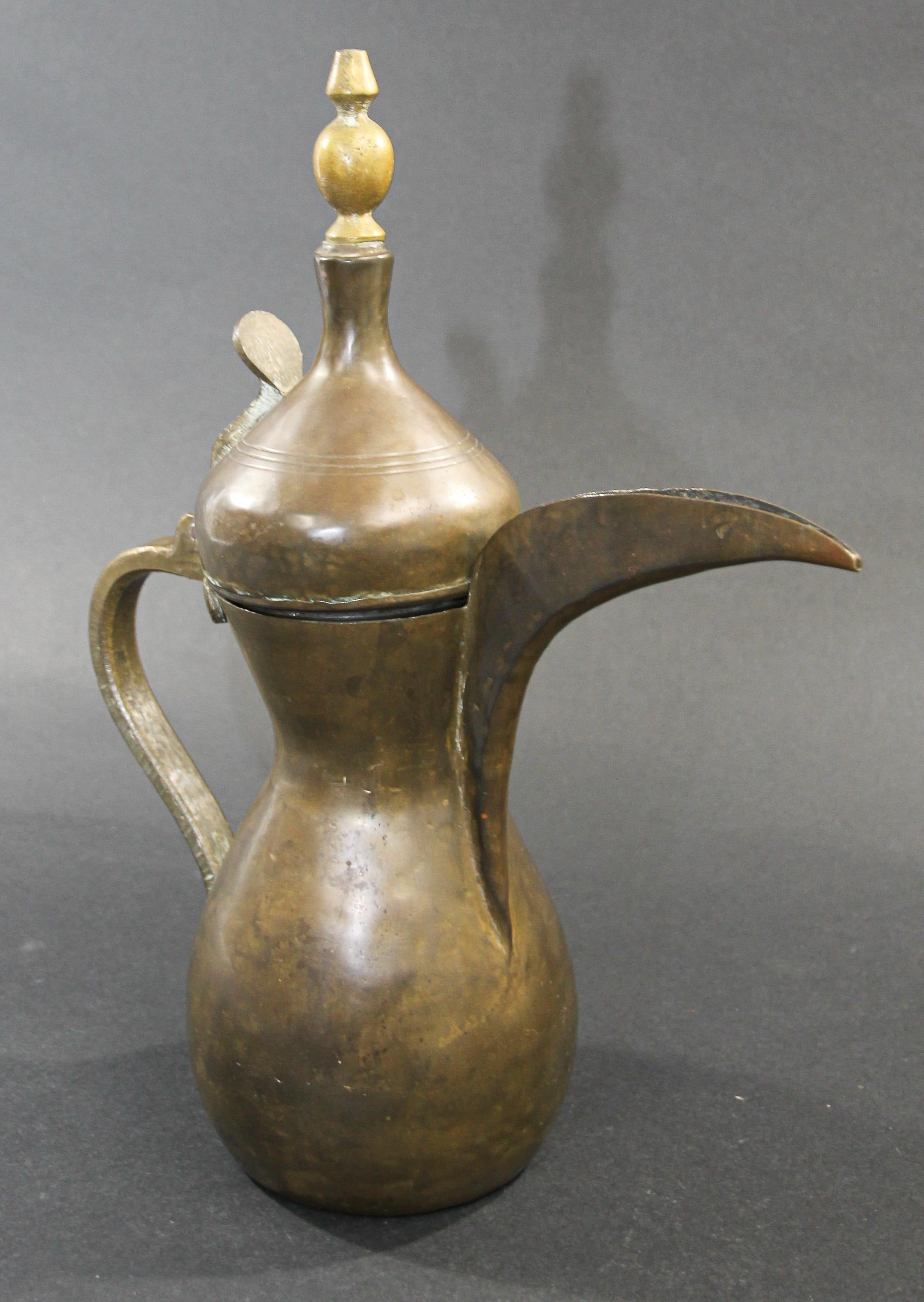 Middle Eastern Moorish Dallah Arabic Brass Coffee Pot For Sale 1