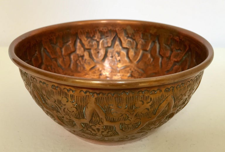 Middle Eastern Moorish HandEtched Ceremonial Copper Bowl at 1stDibs