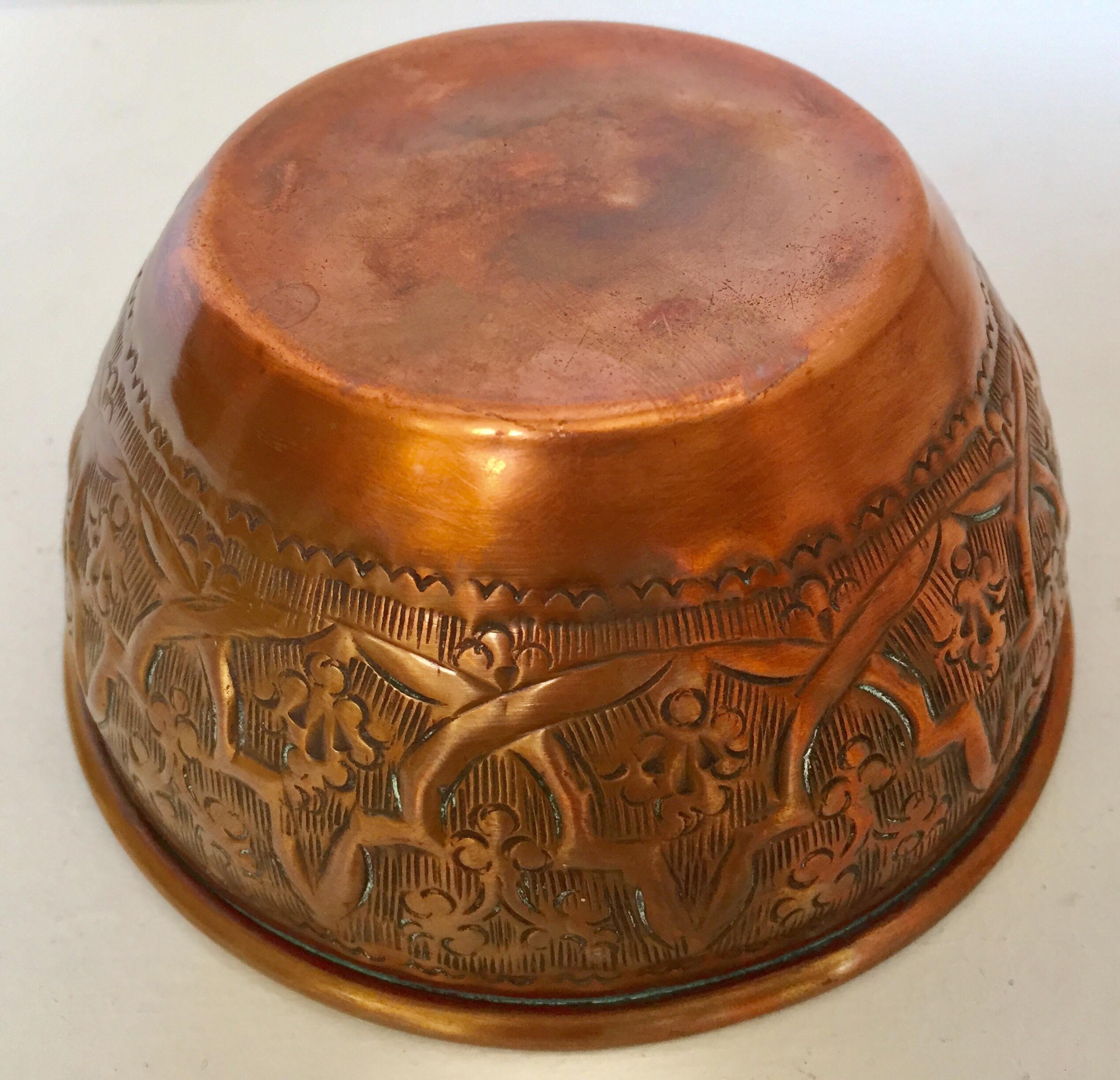 Brass Middle Eastern Moorish Hand-Etched Ceremonial Copper Bowl