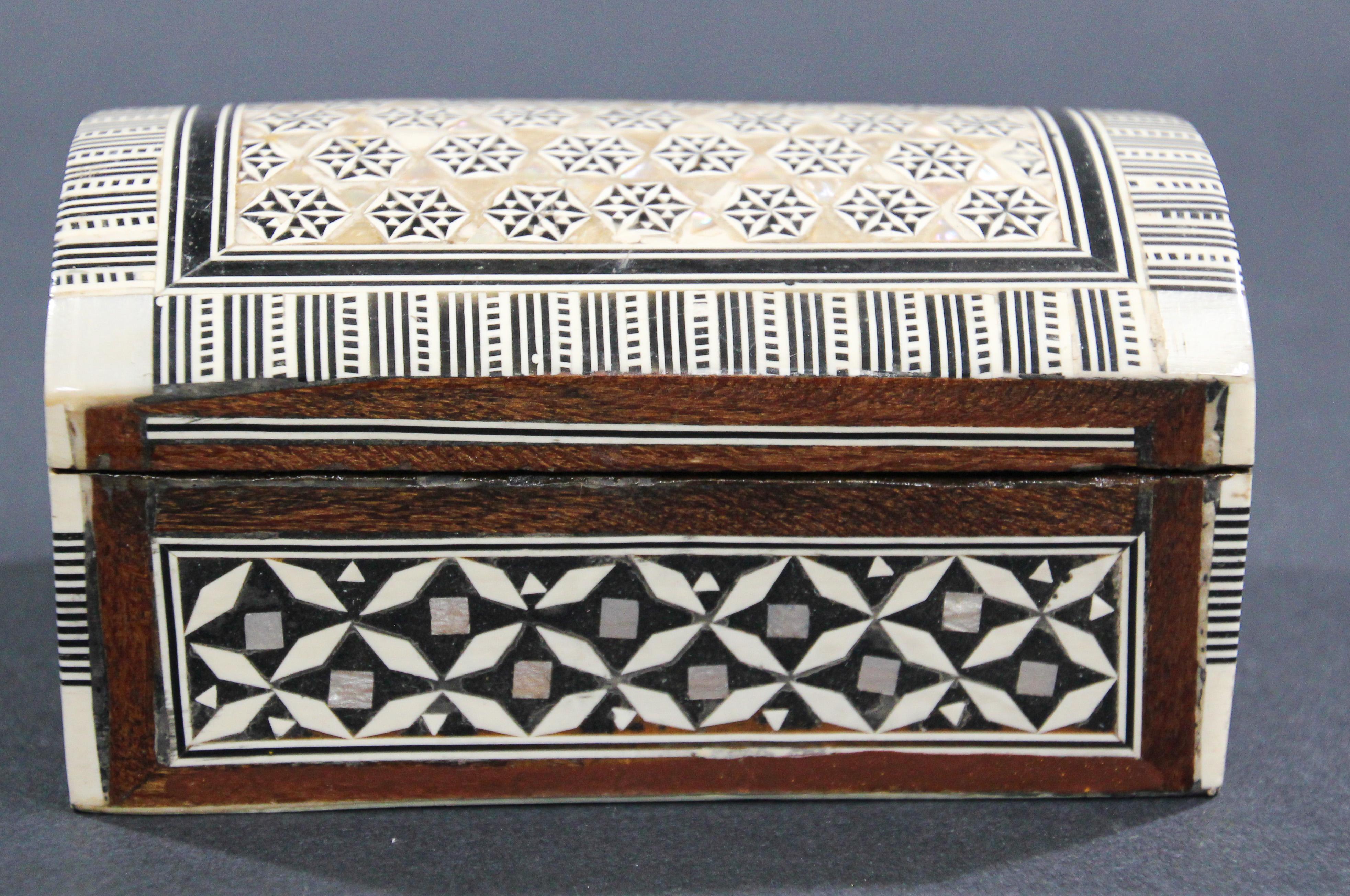 Fruitwood Middle Eastern Moorish Handcrafted Mosaic Decorative Box For Sale