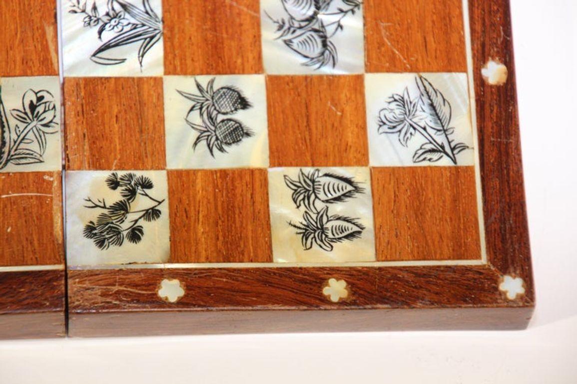 Mother-of-Pearl Middle Eastern Moorish Inlaid Chess Board Box