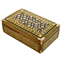 Middle Eastern Moorish Mother of Pearl Inlaid Marquetry Jewelry Box