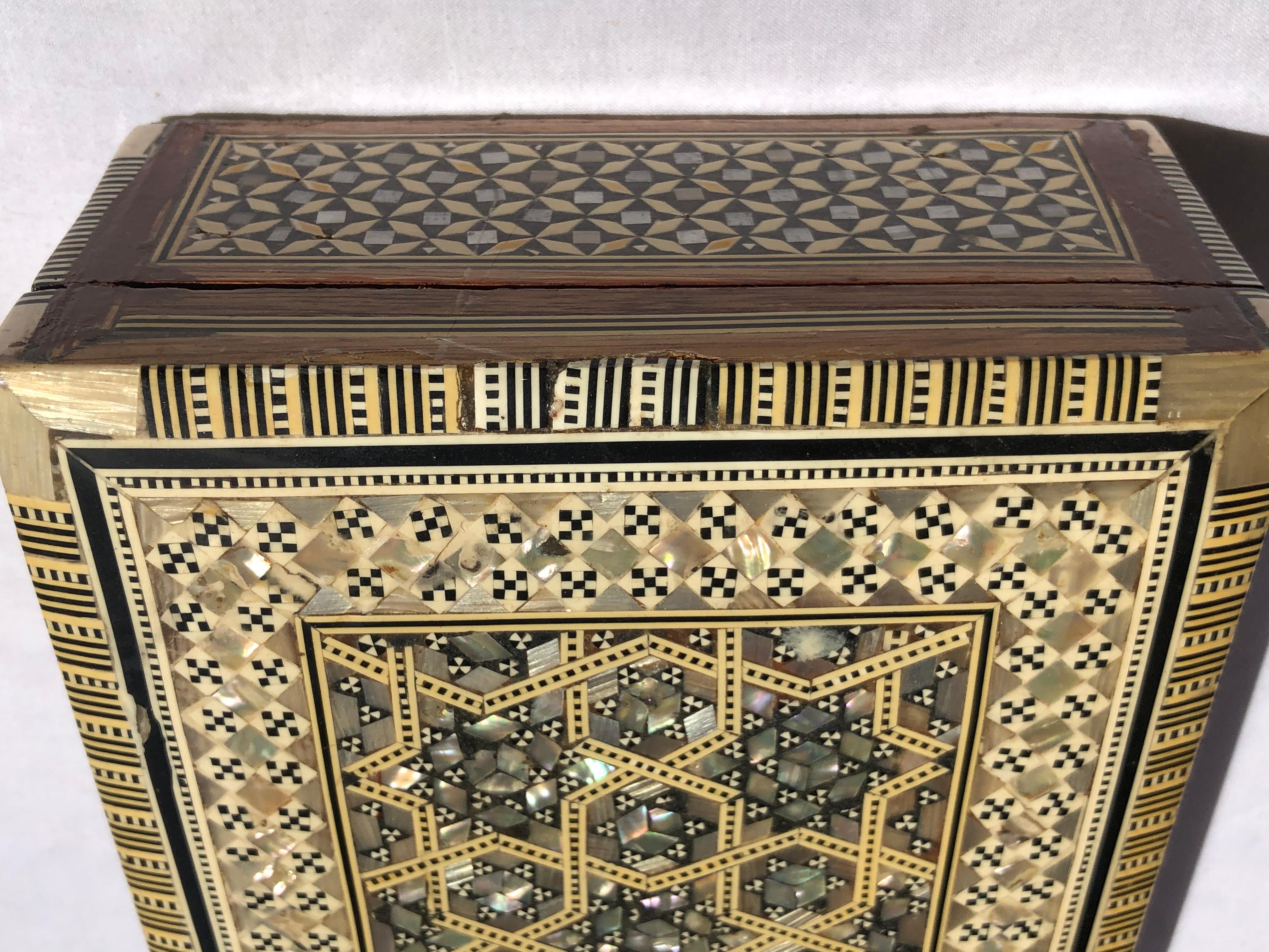 20th Century Middle Eastern Moorish Mother of Pearl Jewelry Box