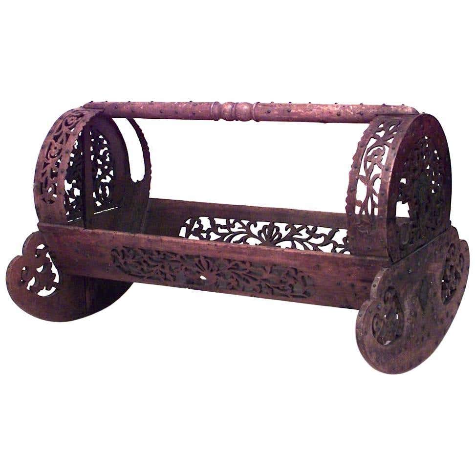 Moorish Walnut Rocking Cradle For Sale at 1stDibs