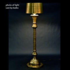 Middle Eastern Moorish Style Hammered Pierced Brass Floor Lamp