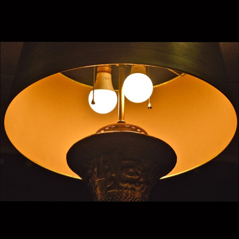 Middle Eastern Moorish Style Hammered Pierced Brass Floor Lamp For Sale