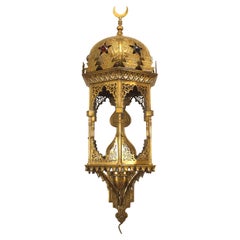 Middle Eastern Moorish Style Jeweled Gilt Wall Sconce