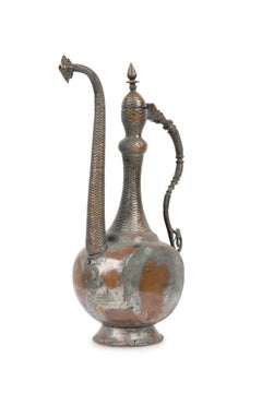 Middle Eastern Moorish Style Silver and Copper Ewer