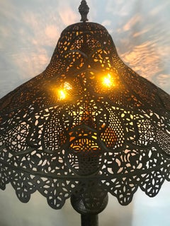 Middle Eastern Moorish Syrian Brass Pierced Floor Lamp