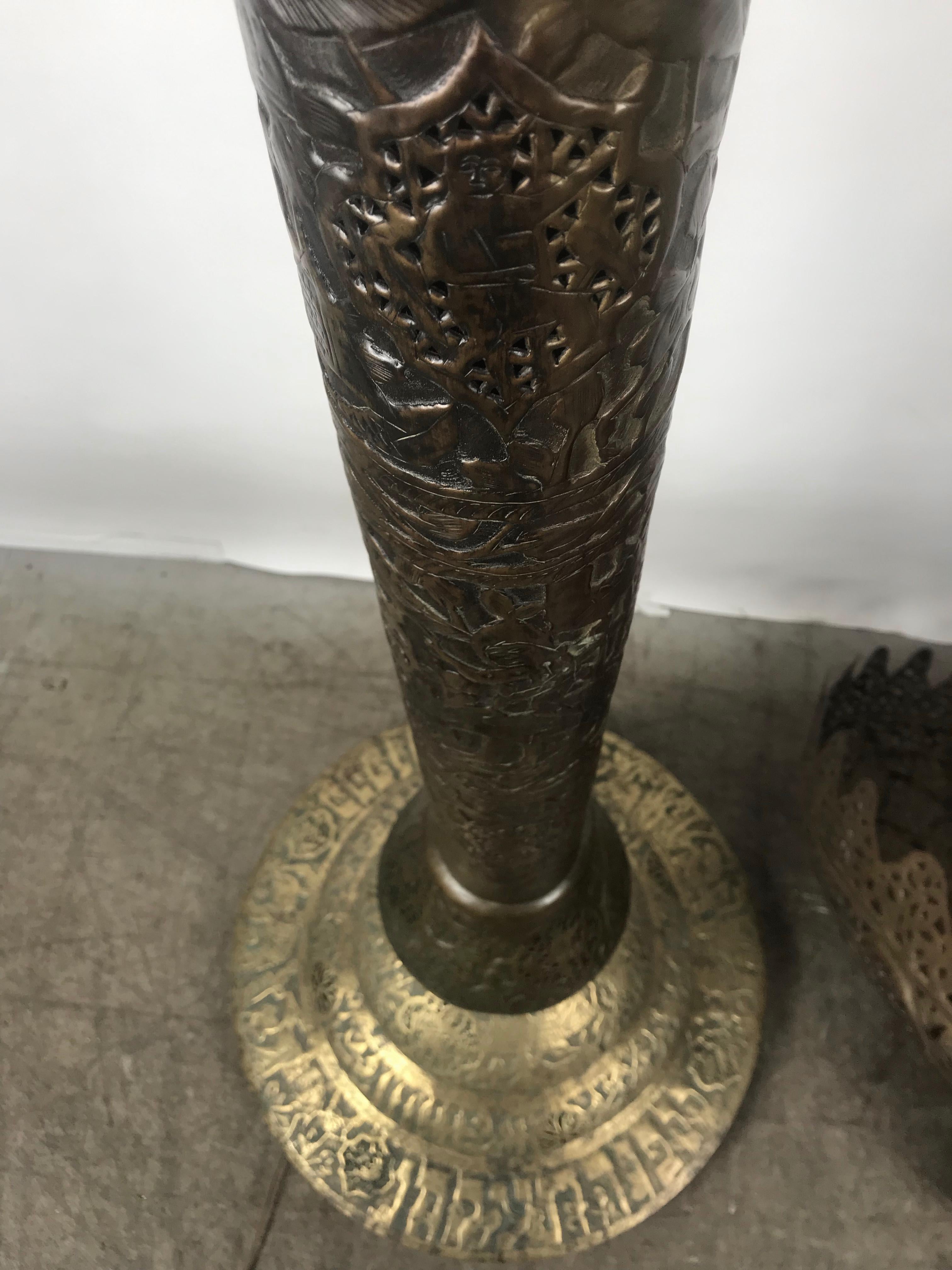 Middle Eastern Moorish Syrian Brass Pierced Floor Lamp In Good Condition In Buffalo, NY