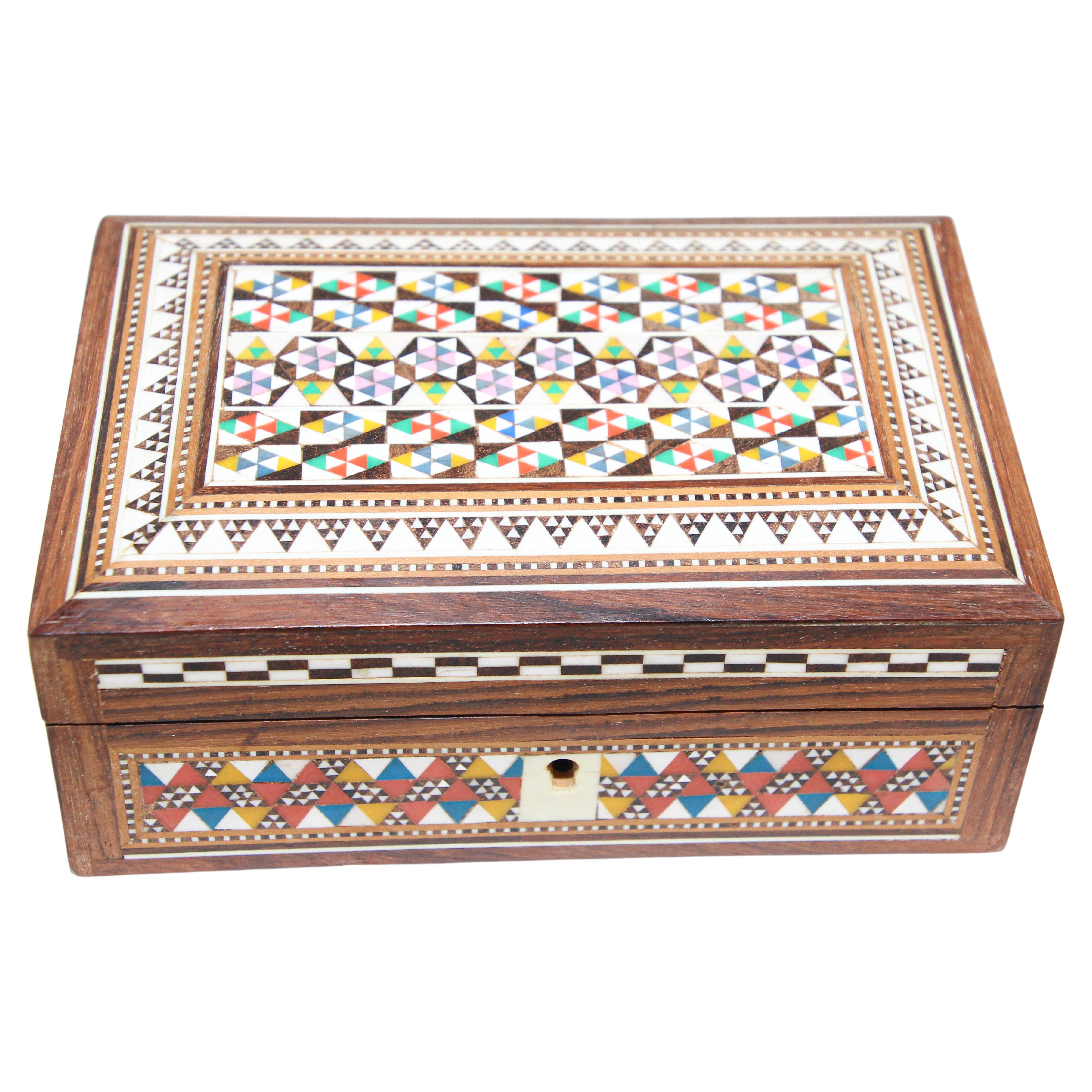 Middle Eastern Mosaic Moorish Box Inlaid