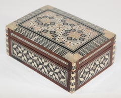 Middle Eastern Mosaic Moorish Mother of Pearl Inlaid Trinket Box