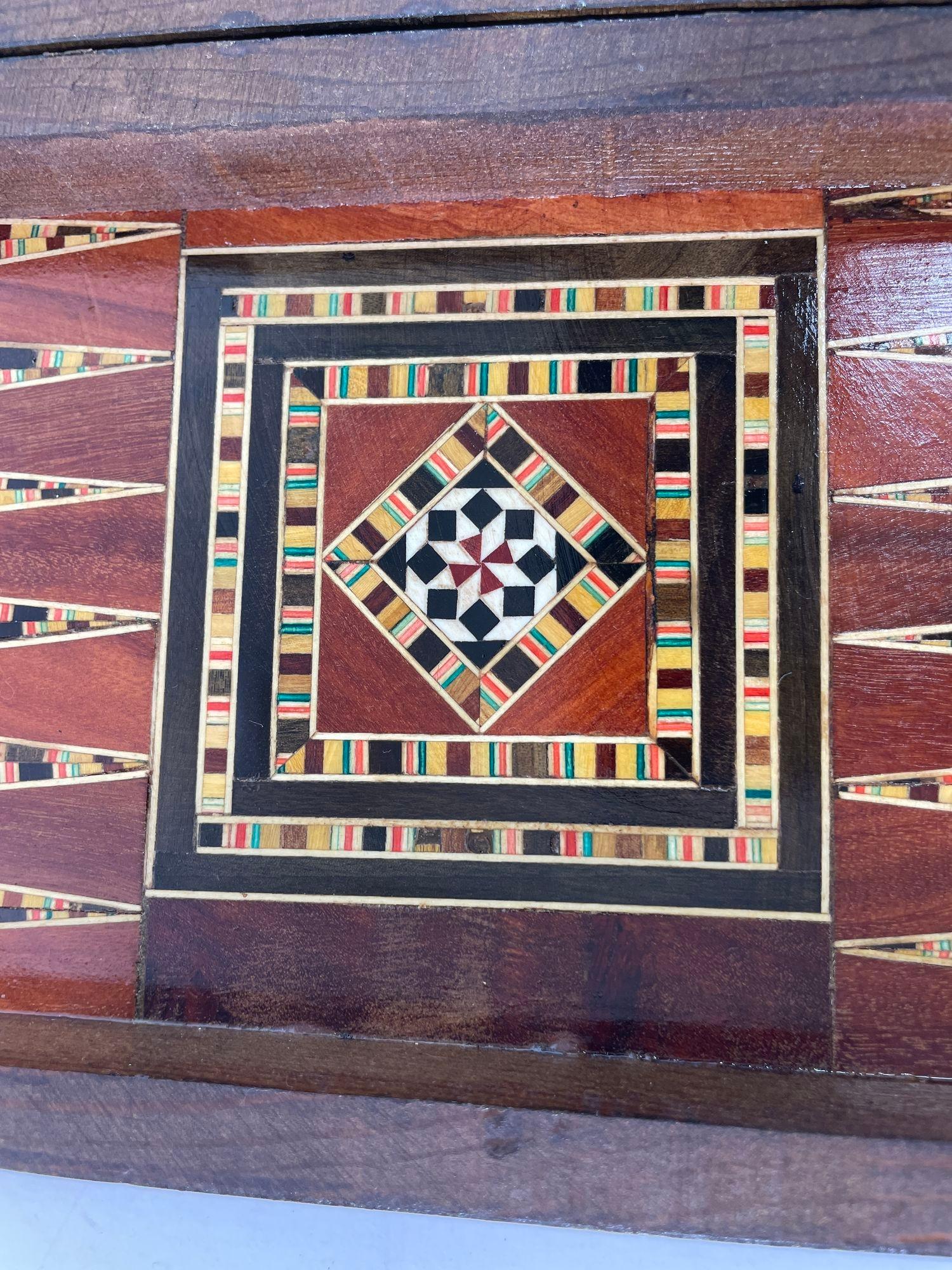 Fruitwood Middle Eastern Mosaic Wooden Inlaid Marquetry Box for Game Chess and Backgammon For Sale