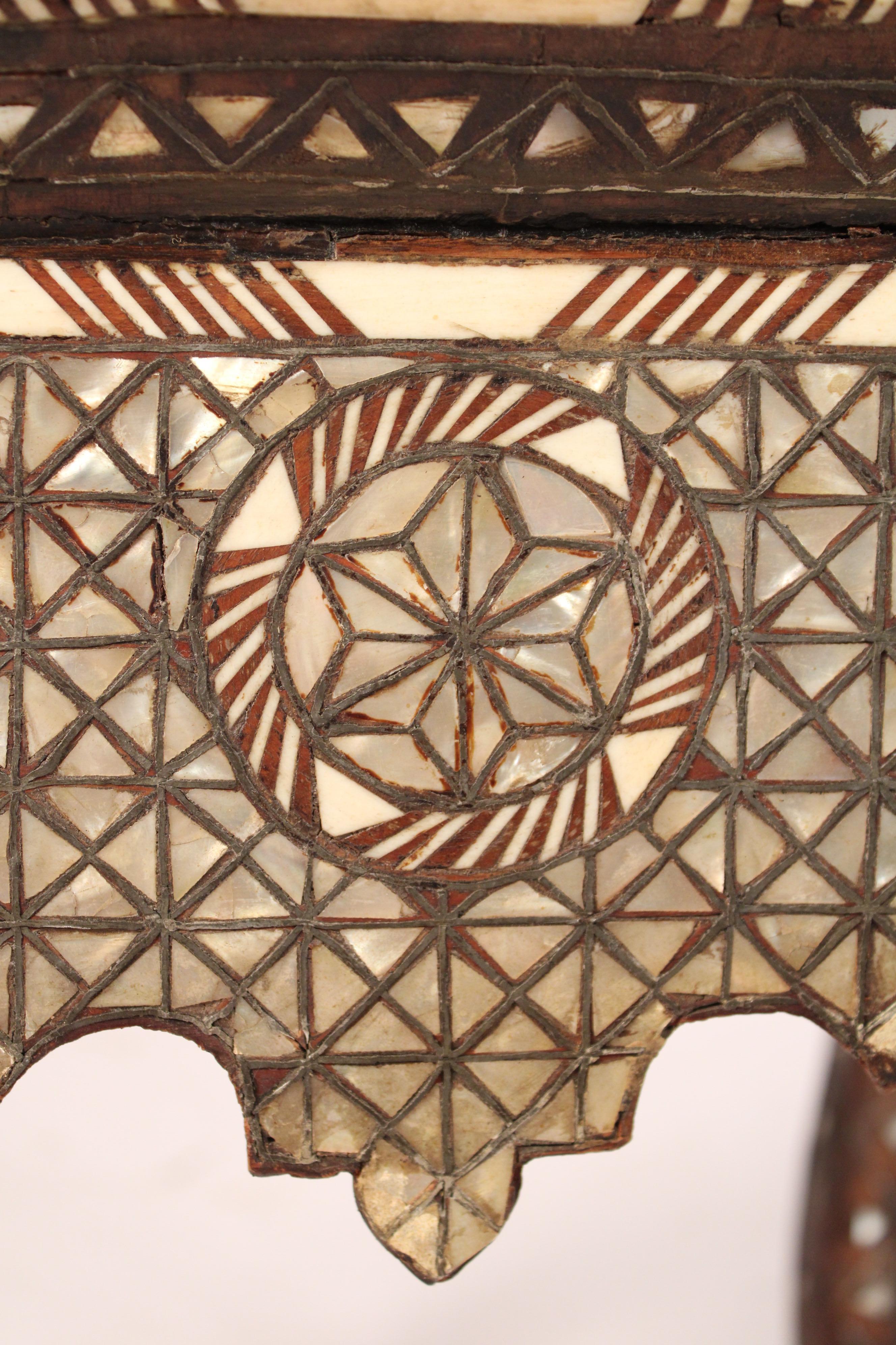 Mid-20th Century Middle Eastern Mother of Pearl and Bone Inlaid Side Table