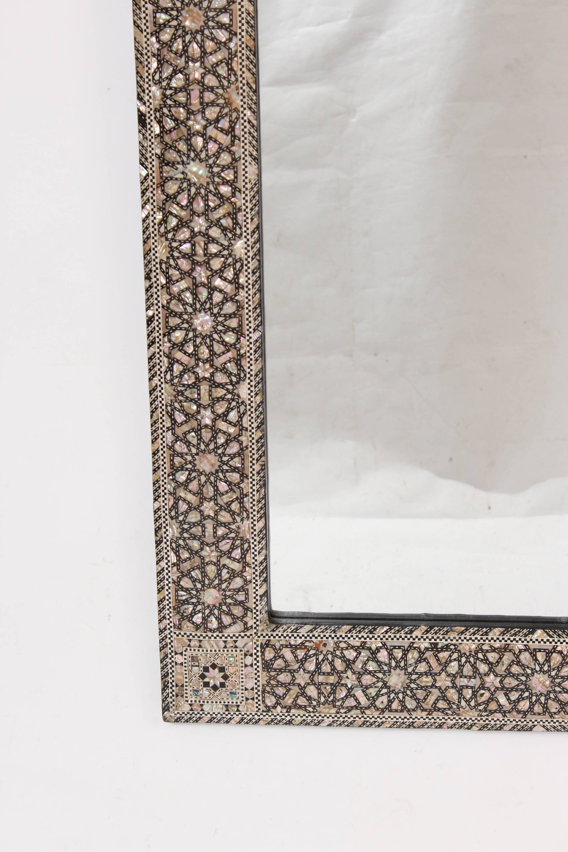 Middle Eastern Mother-of-Pearl Inlaid Mirror In Good Condition In Laguna Beach, CA