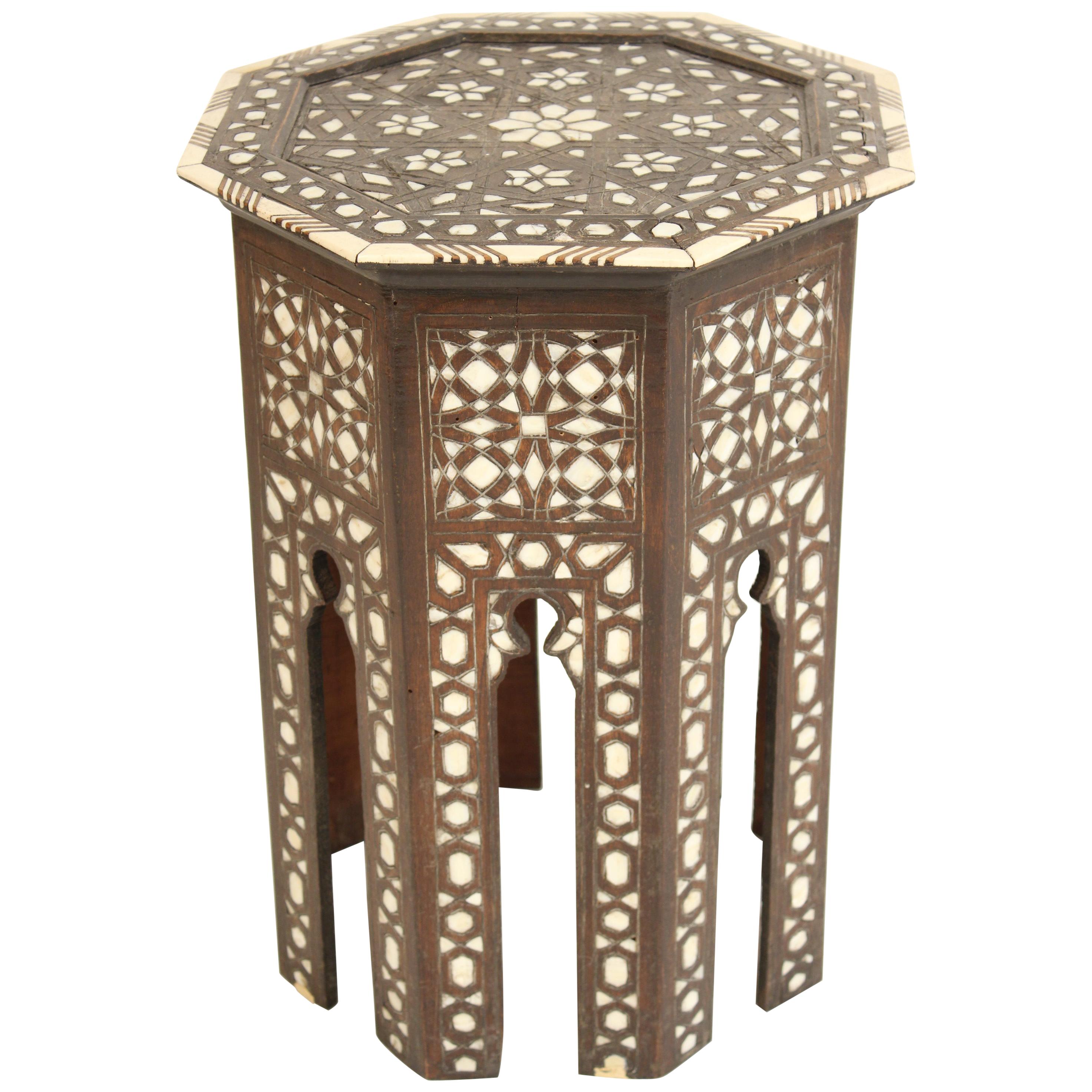 Middle Eastern Mother of Pearl Inlaid Side Table at 1stDibs