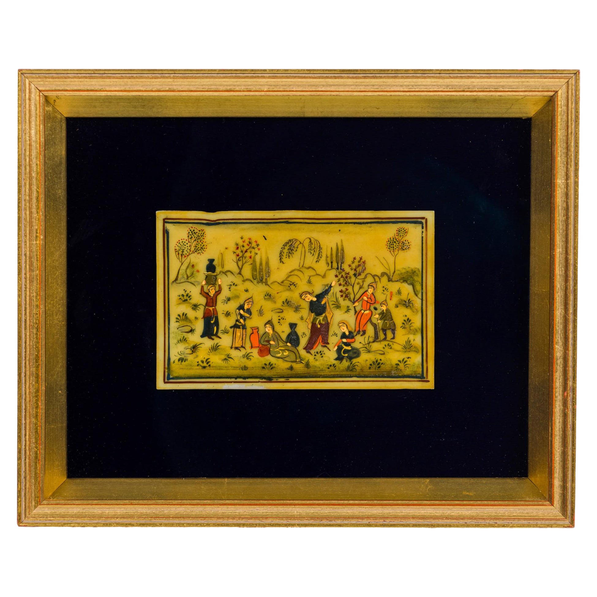 Middle Eastern Persian Framed of Women Gathered in Open Field