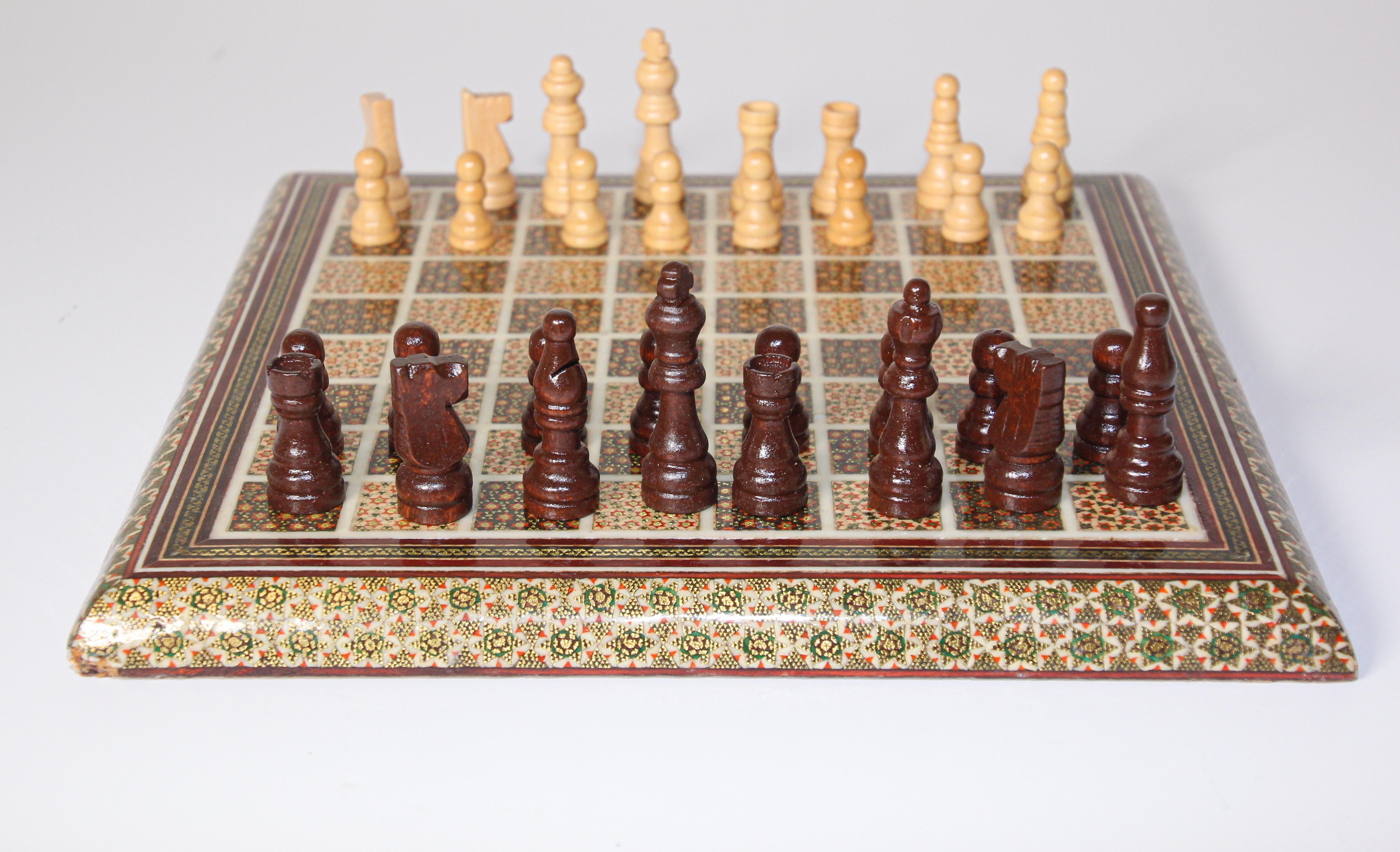 Middle Eastern Persian Khatam Chess Game In Good Condition In North Hollywood, CA