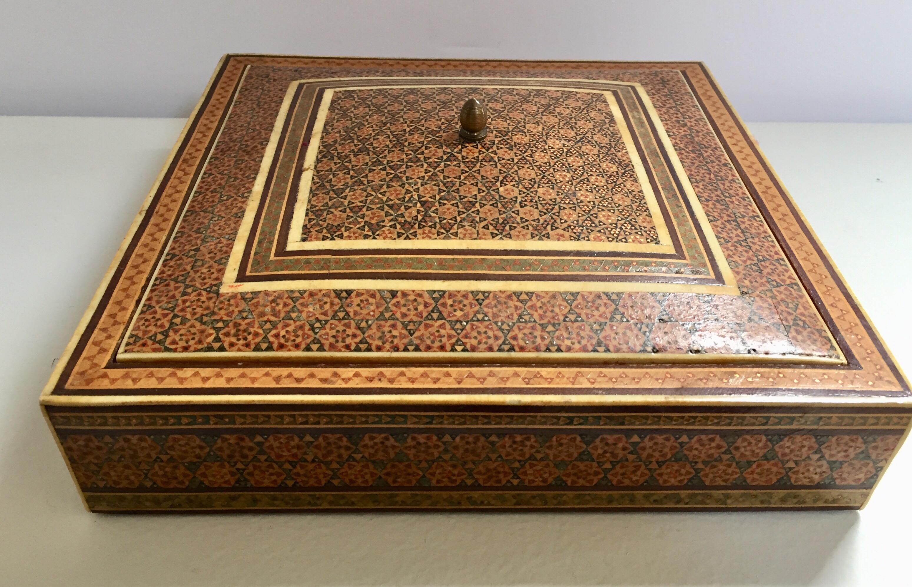 Islamic Middle Eastern Persian Sadeli Micro Mosaic Inlaid Jewelry Box