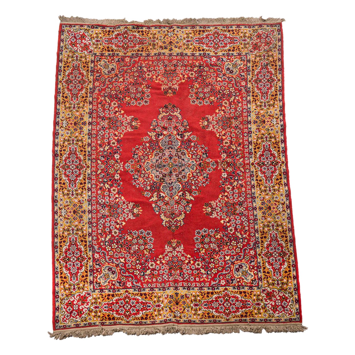 Middle Eastern Persian Red, Blue and Beige Rug For Sale
