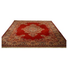 Tapis de style persan du Moyen-Orient rouge et beige