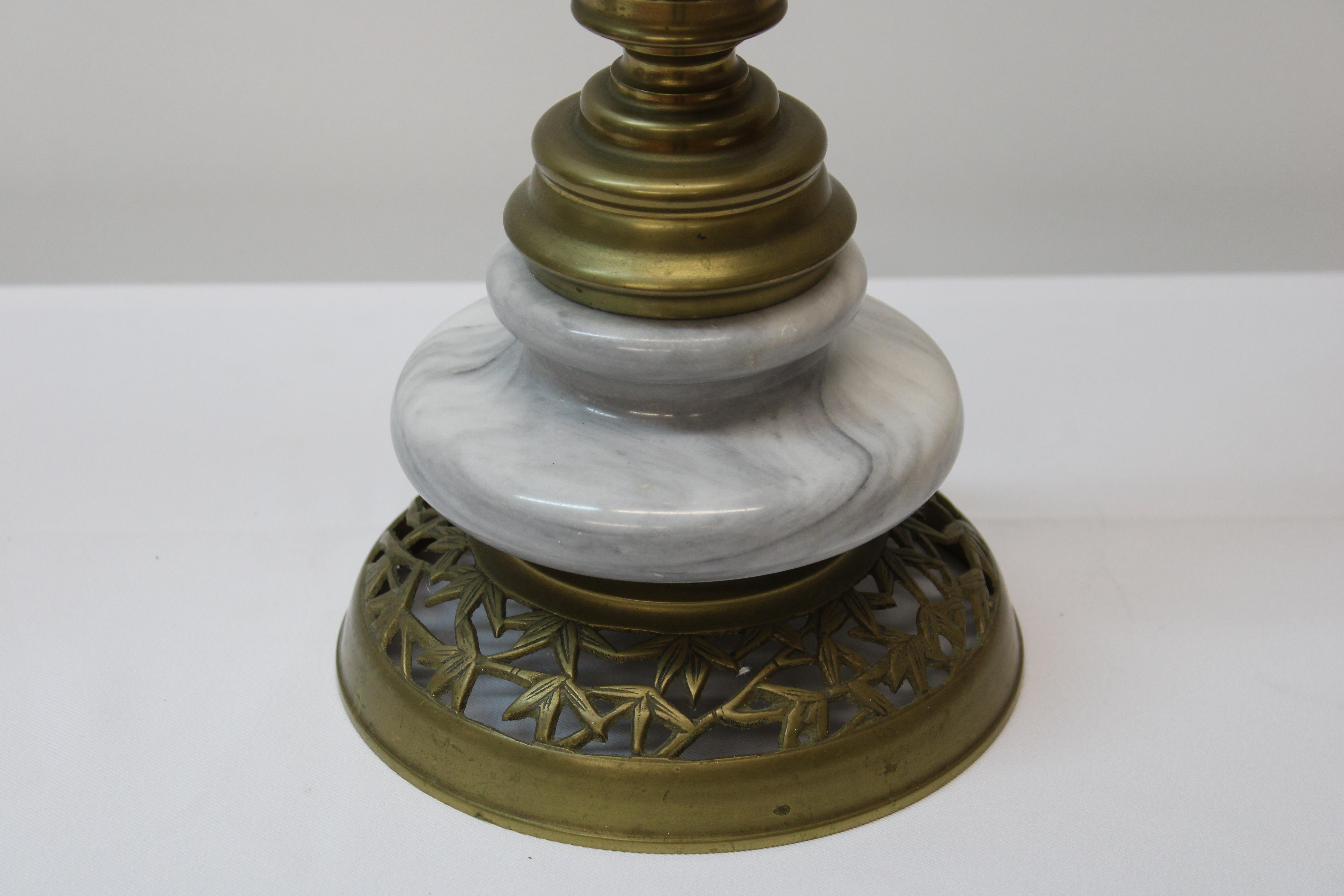 Middle Eastern Style Marble & Brass Table Lamps In Good Condition For Sale In San Francisco, CA