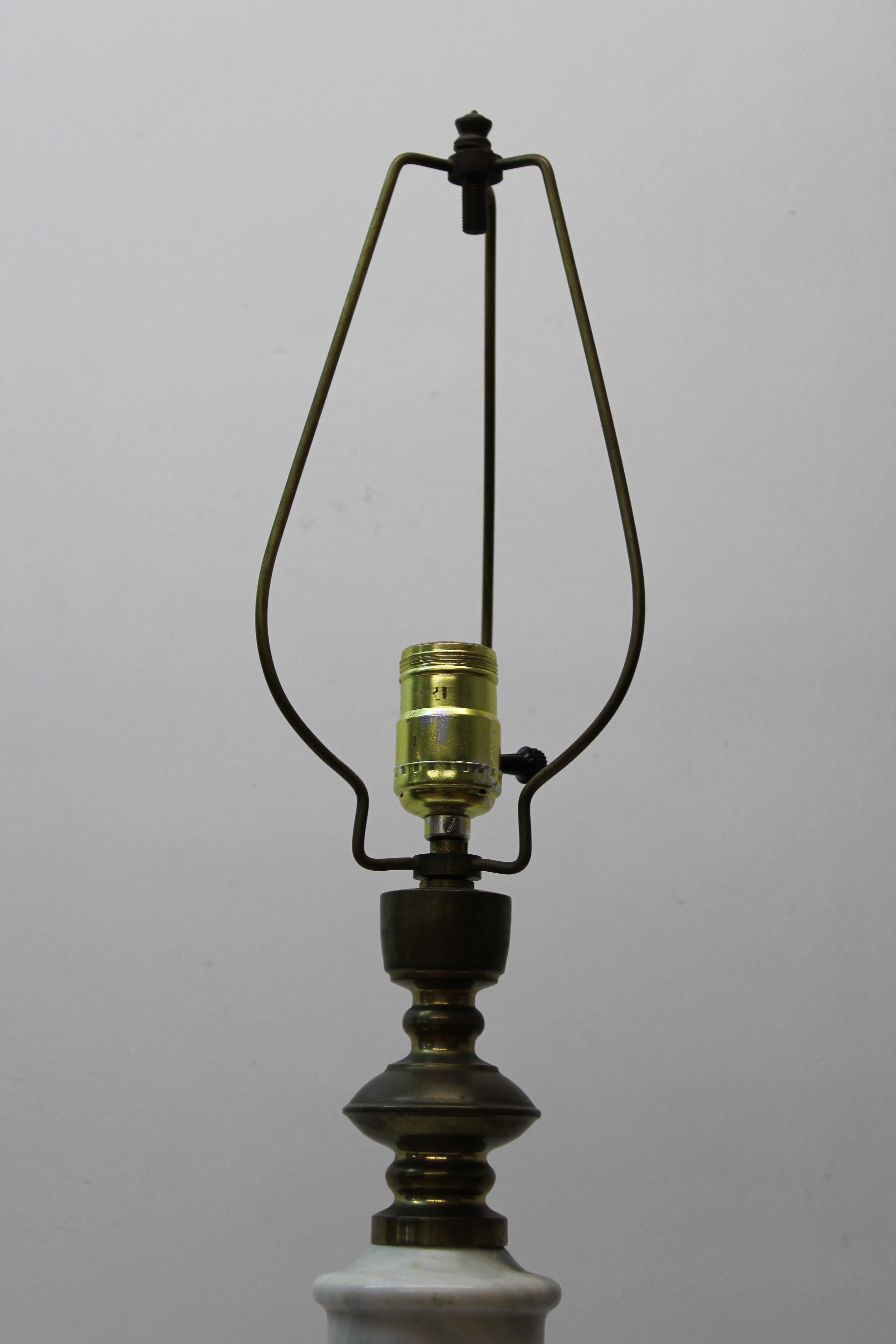 Middle Eastern Style Marble & Brass Table Lamps For Sale 1
