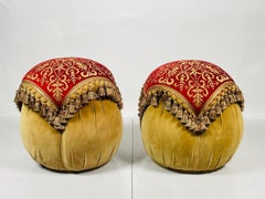 Middle Eastern Style Poufs with Tassels, Usa 1970s